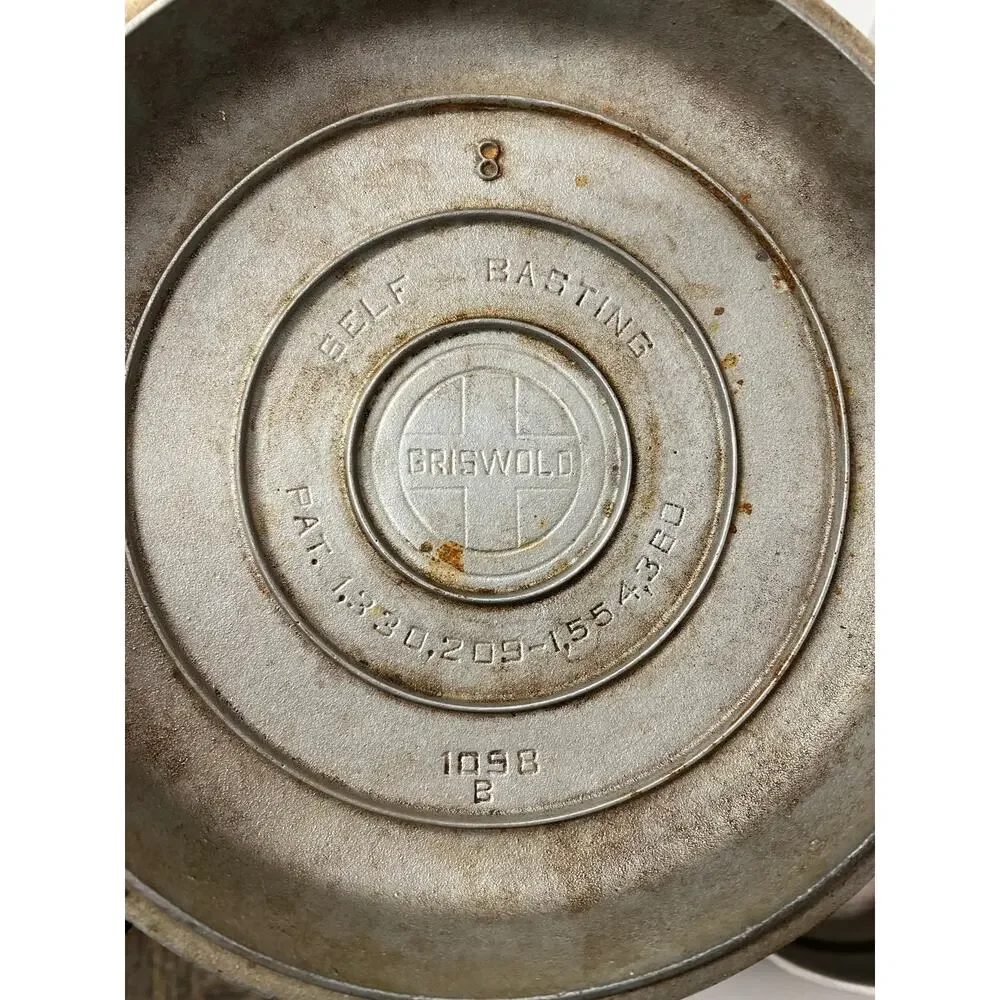 Vintage Griswold No 8 Chrome Cast Iron Chicken Fryer 777 Lid 1098B